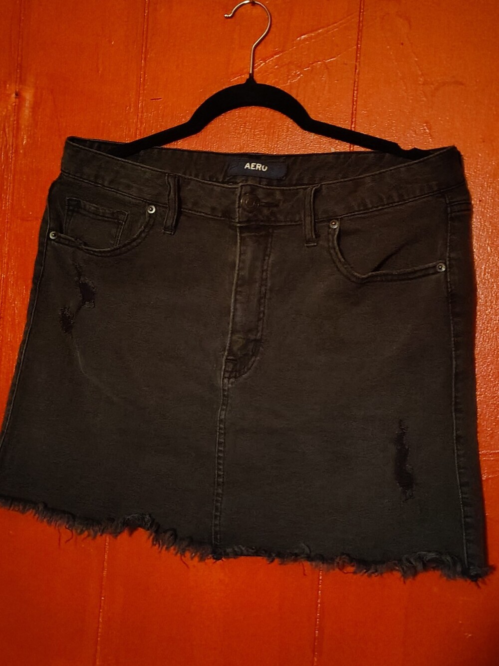 AERO black Jean Skirt